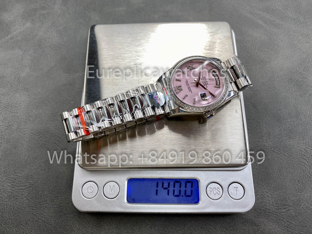 Rolex Day Date  m128349rbr-0008 Bianco Oro 1:1 Best Clone 8+ Fabbrica Counterweight Versione