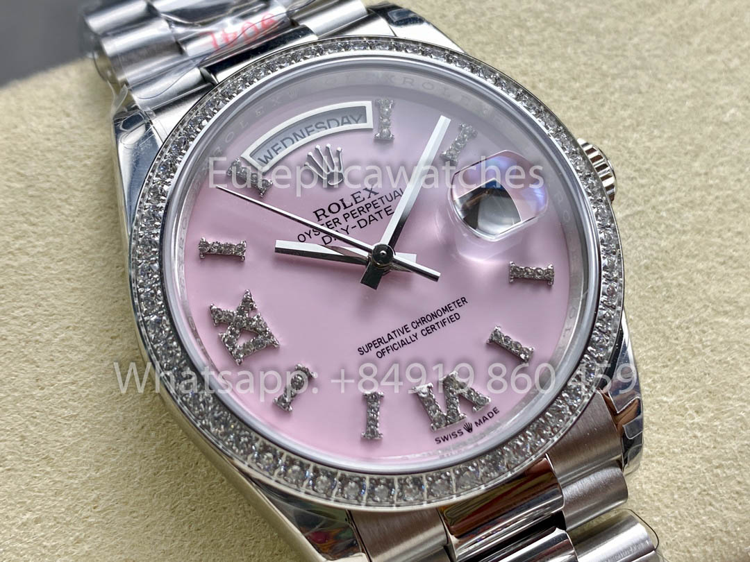 Rolex Day Date  m128349rbr-0008 Bianco Oro 1:1 Best Clone 8+ Fabbrica Counterweight Versione