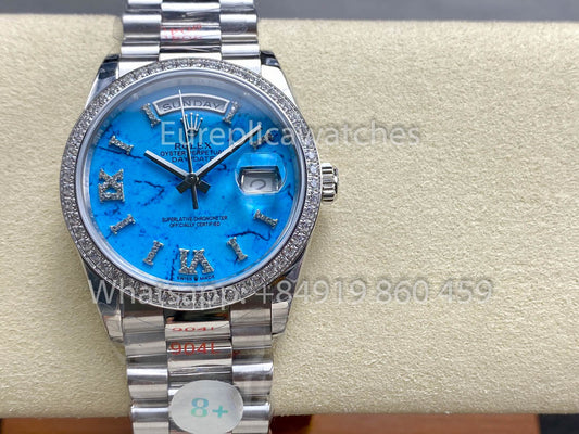 Rolex Day Date m128396tbr-0016 Bianco Oro 1:1 Best Clone 8+ Fabbrica Counterweight Versione
