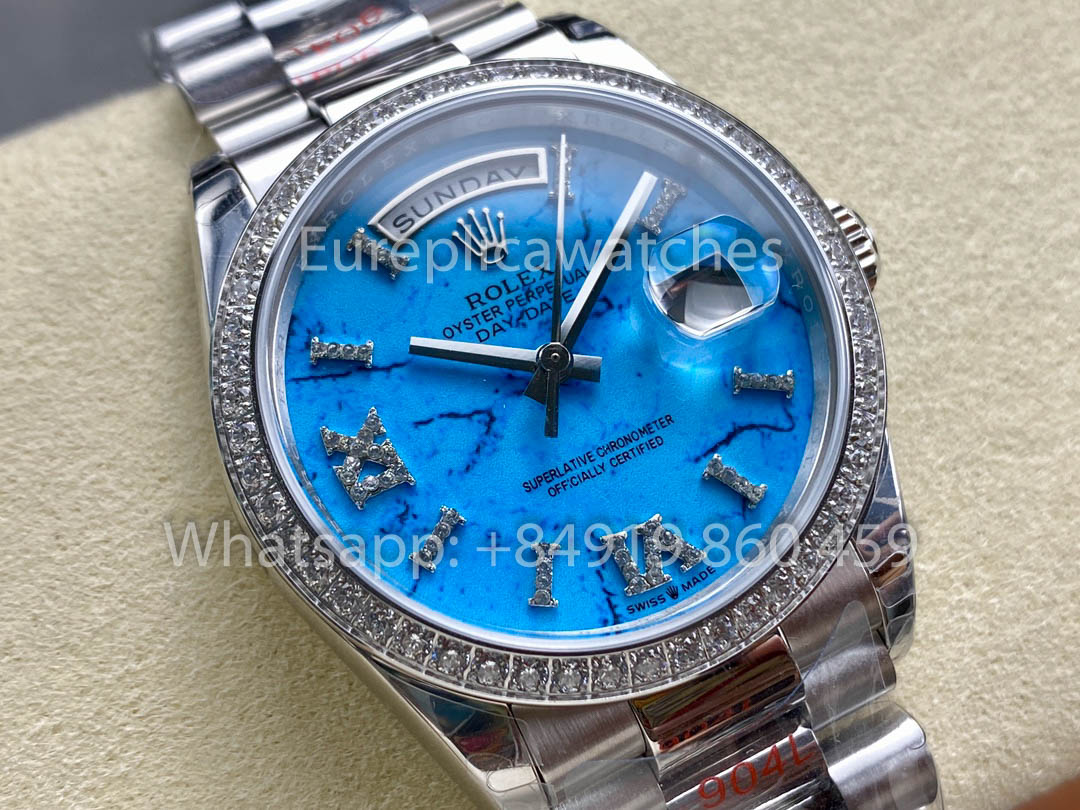 Rolex Day Date m128396tbr-0016 Bianco Oro 1:1 Best Clone 8+ Fabbrica Counterweight Versione