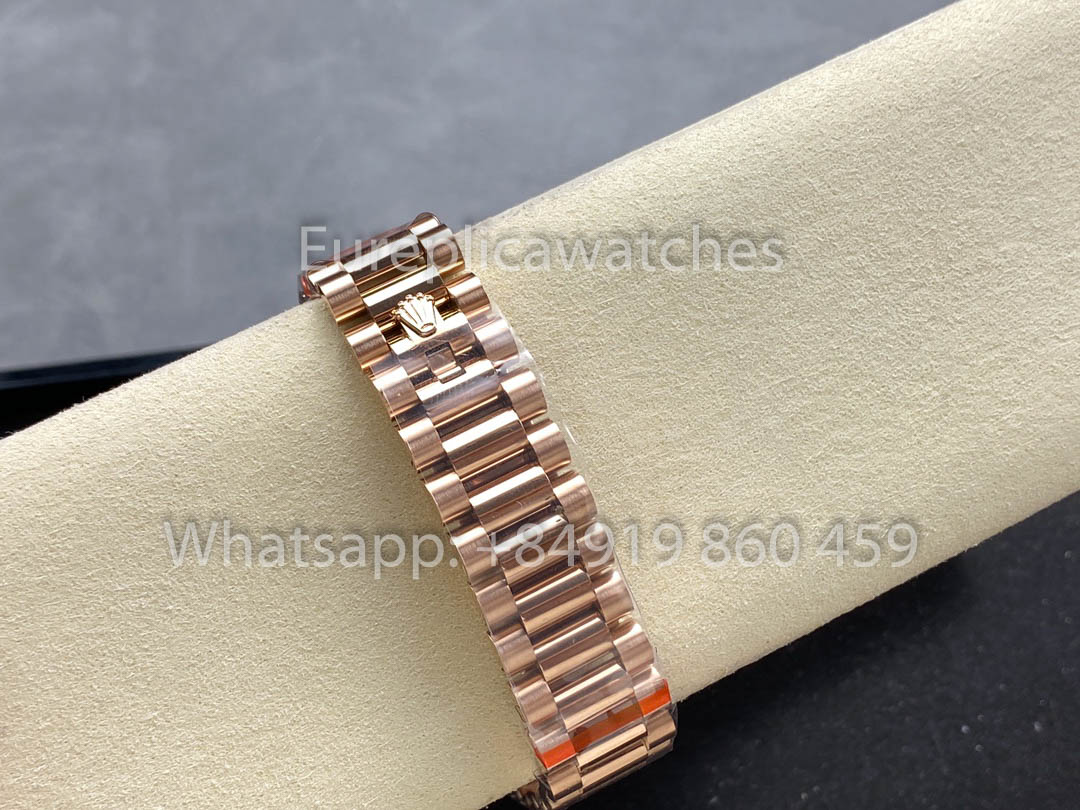 Rolex Day Date M128345RBR-0044 Baguette lunetta 1:1 Melhor Clone 8+ Fabbrica Contrapeso Versão
