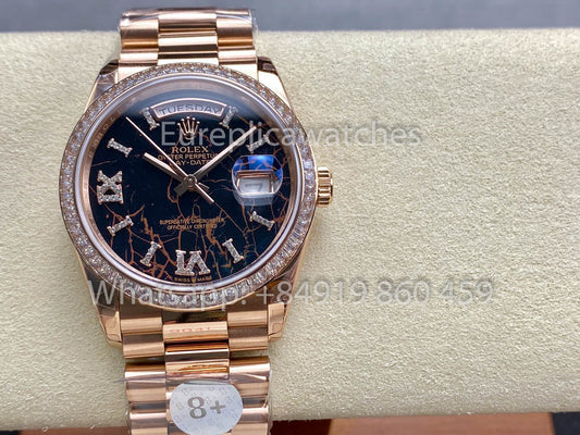 Rolex Day Date  M128345RBR-0044 Baguette lunetta 1:1 Best Clone 8+ Fabbrica Counterweight Versione