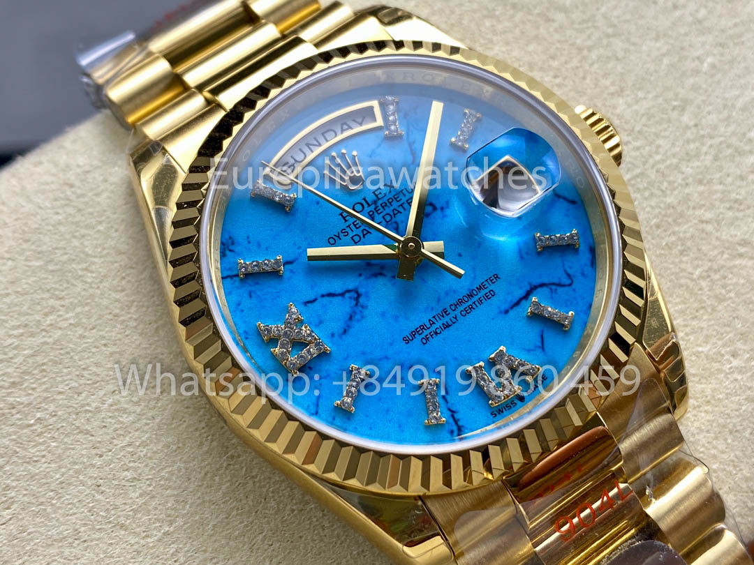 Rolex Day Date 128238-0071 Turquoise quadrante  1:1 Best Clone 8+ Fabbrica Counterweight Versione