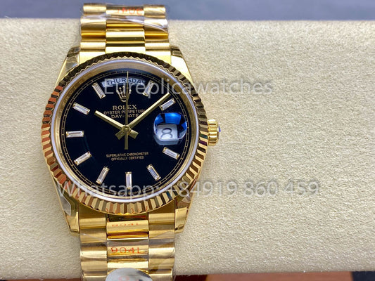 Rolex Day Date Ref. 128238 quadrante nero Yellow Oro  1:1 Best Clone 8+ Fabbrica Counterweight Versione