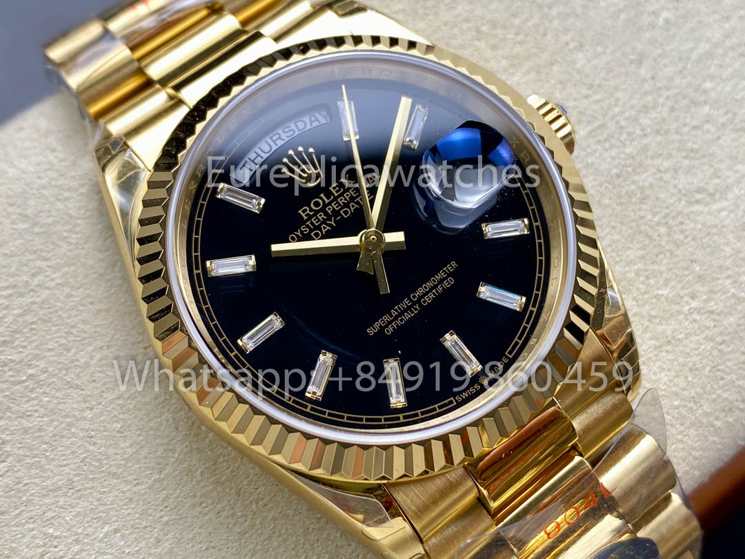 Rolex Day Data Ref. 128238 quadrante nero Amarelo Oro 1:1 Melhor Clone 8+ Fabbrica Contrapeso Versão