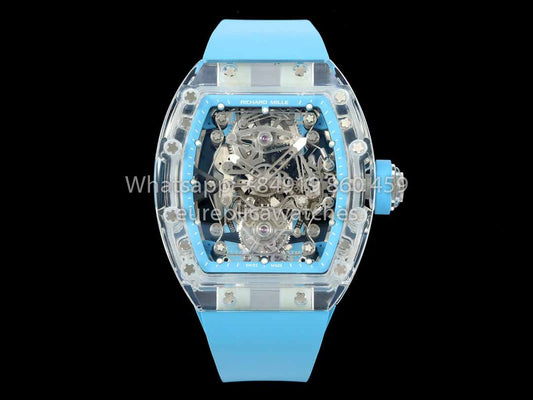Richard Mille RM 56-02 Tourbillon 1:1 Best Clone RM Fabbrica Blue Dial and Blue cinturino Saphire Case