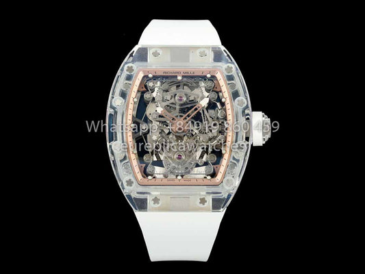 Richard Mille RM 56-02 Tourbillon 1:1 Best Clone RM Fabbrica Rose Gold Dial Saphire Case
