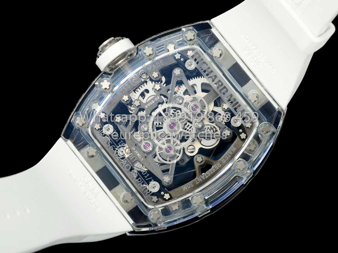 Richard Mille RM 56-02 Tourbillon 1:1 Best Clone RM Fabbrica Rose Gold Dial Saphire Case