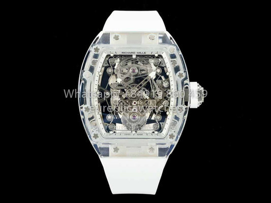 Richard Mille RM 56-02 Tourbillon 1:1 Melhor Clone RM Fabbrica Mostrador Branco e Cinturino Branco