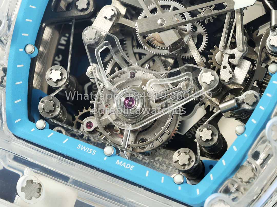 Richard Mille RM 56-02 Tourbillon 1:1 Best Clone RM Fabbrica Transparent case Blue Dial