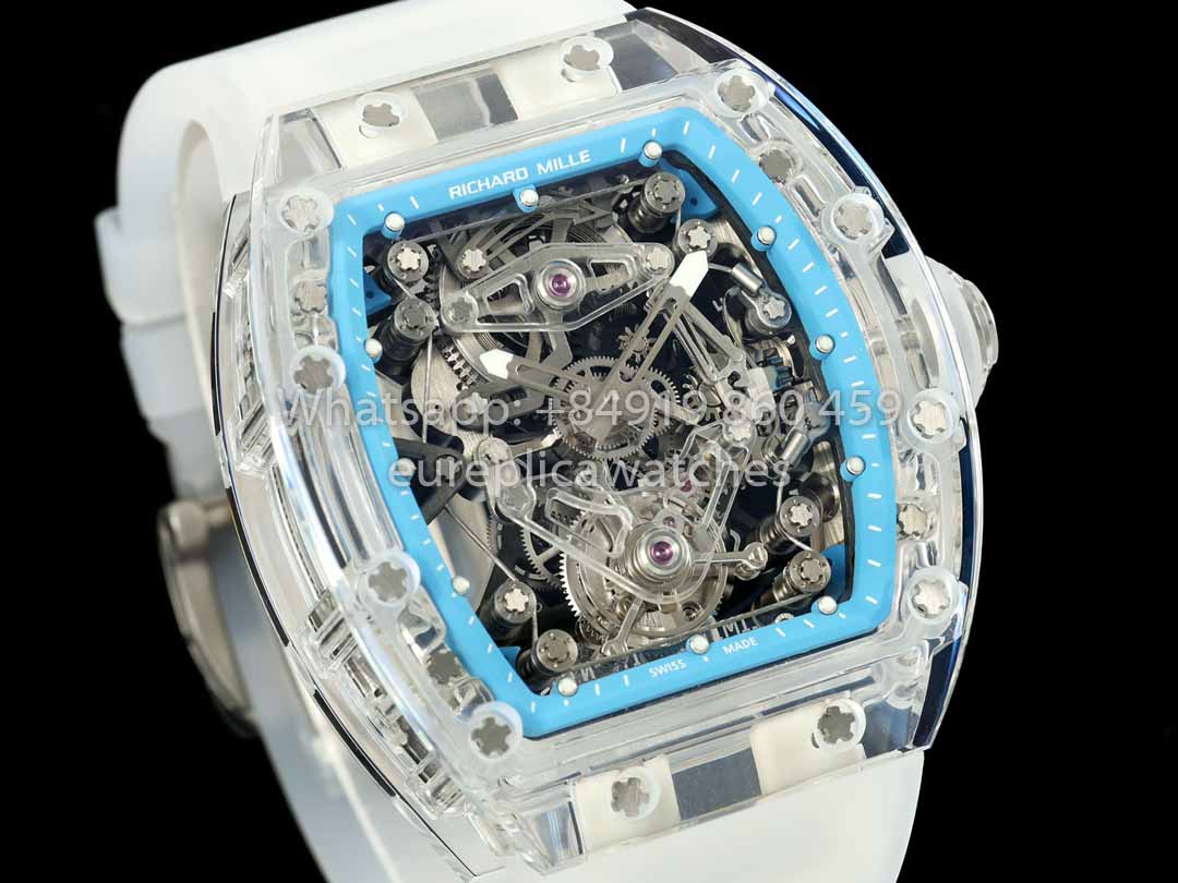 Richard Mille RM 56-02 Tourbillon 1:1 Best Clone RM Fabbrica Transparent case Blue Dial
