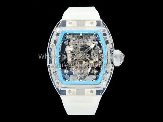 Richard Mille RM 56-02 Tourbillon 1:1 Best Clone RM Fabbrica Transparent case Blue Dial