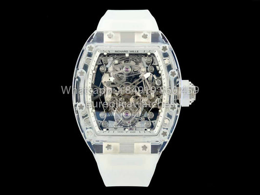 Richard Mille RM 56-02 Tourbillon 1:1 Best Clone RM Fabbrica Transparent case White Dial