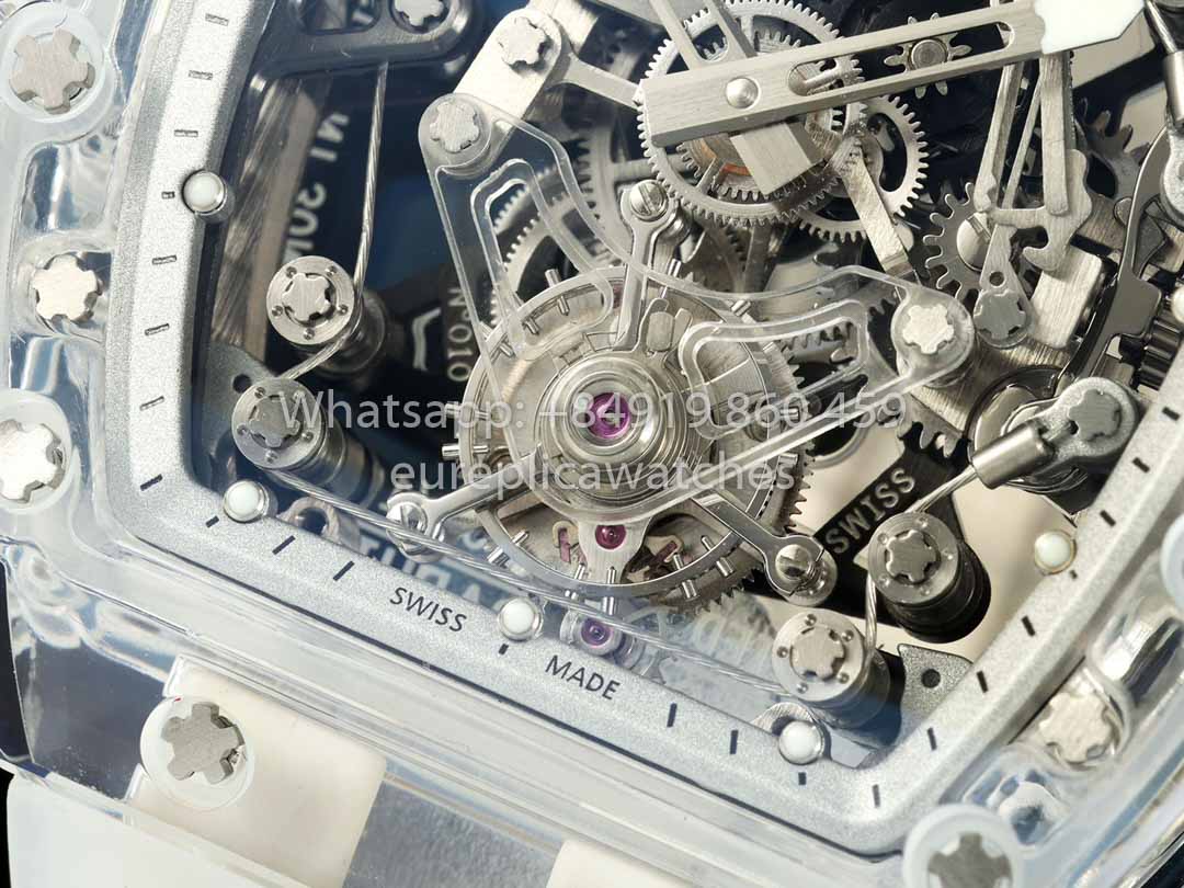 Richard Mille RM 56-02 Tourbillon 1:1 Best Clone RM Fabbrica Transparent case White Dial