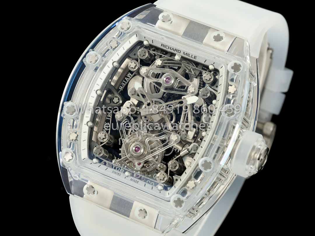 Richard Mille RM 56-02 Tourbillon 1:1 Best Clone RM Fabbrica Transparent case White Dial