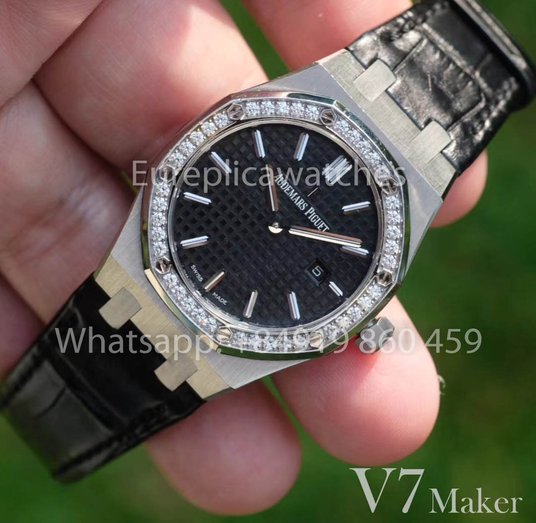 Audemars Piguet  67651OR Ladies’ Quartz Watch 1:1 Best Clone V7 Fabbrica Black Leather cinturino