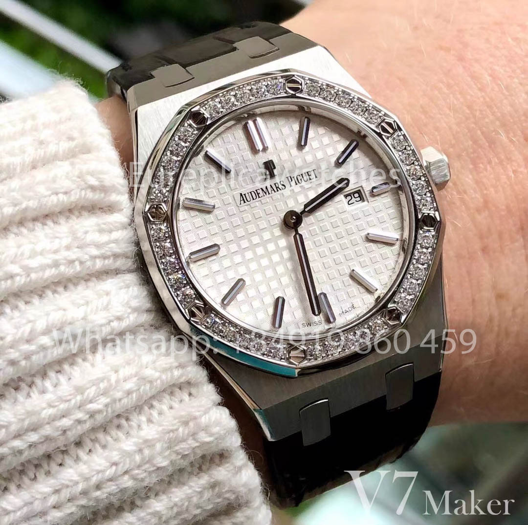 Audemars Piguet  67651OR Ladies’ Quartz Watch 1:1 Best Clone V7 Fabbrica Black Leather cinturino