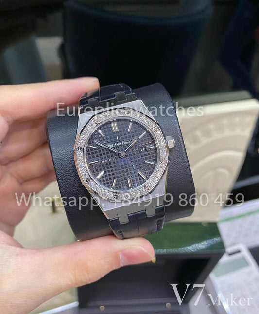 Audemars Piguet  67651OR Ladies’ Quartz Watch 1:1 Best Clone V7 Fabbrica Blue Leather cinturino