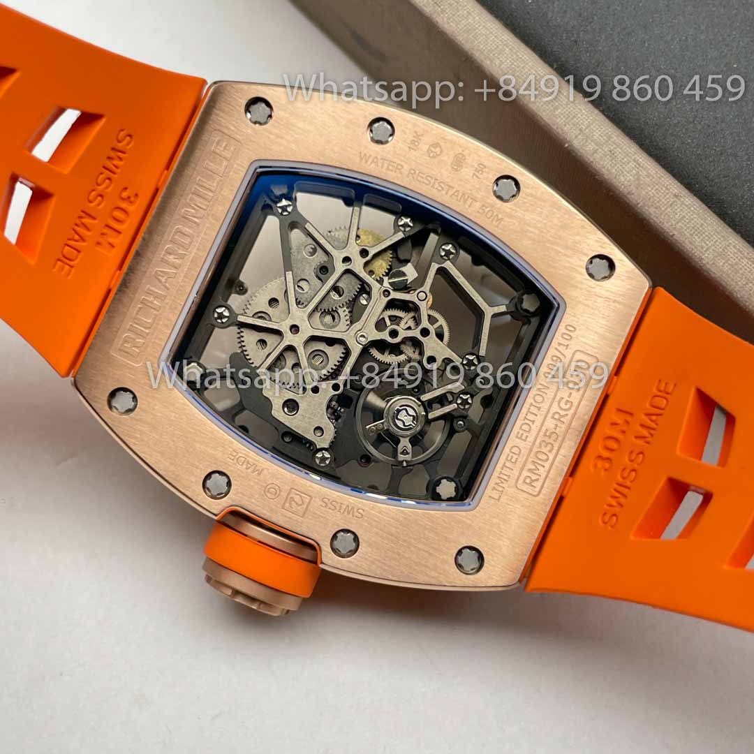 Richard Mille RM035 Toro Americas Edition Rose gold and Orange cinturino 1:1 Best Clone Sonic Fabbrica