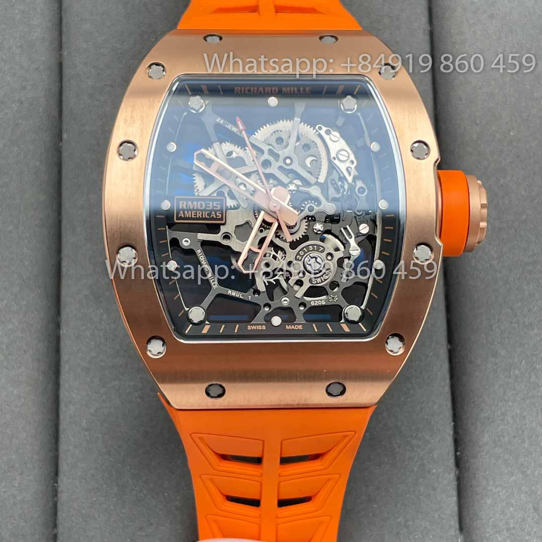 Richard Mille RM035 Toro Americas Edition Rose gold and Orange cinturino 1:1 Best Clone Sonic Fabbrica