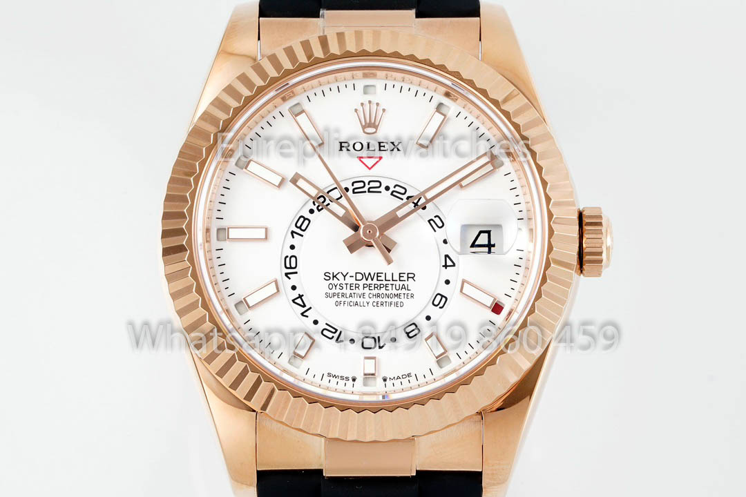 Rolex Oyster Perpetual Sky-Dweller M336239 White Dial Rose Gold 1:1 Best Clone ZF Fabbrica 190 gram