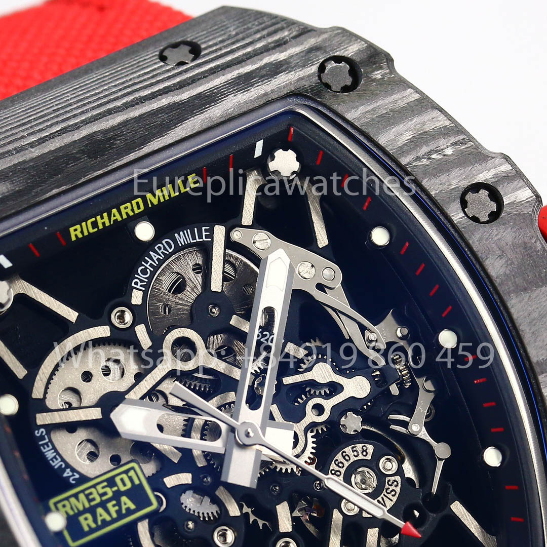 Richard Mille RM35-01 NTPT Carbonio 1:1 Best Clone BBR Fabbrica V2 Red Velcro cinturino