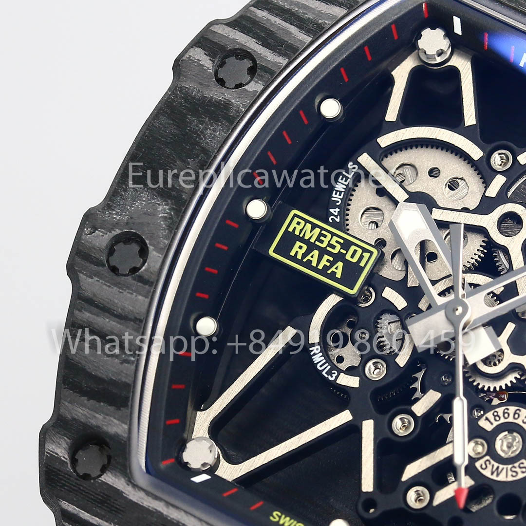 Richard Mille RM35-01 NTPT Carbonio 1:1 Best Clone BBR Fabbrica V2 Red Velcro cinturino