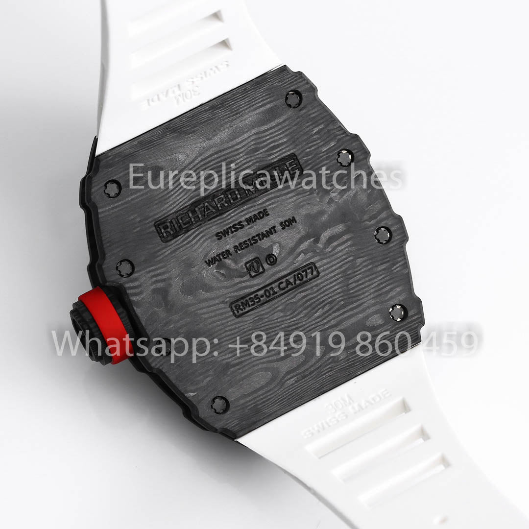 Richard Mille RM35-01 NTPT Carbonio 1:1 Best Clone BBR Fabbrica V2 Bianco Gomma cinturino