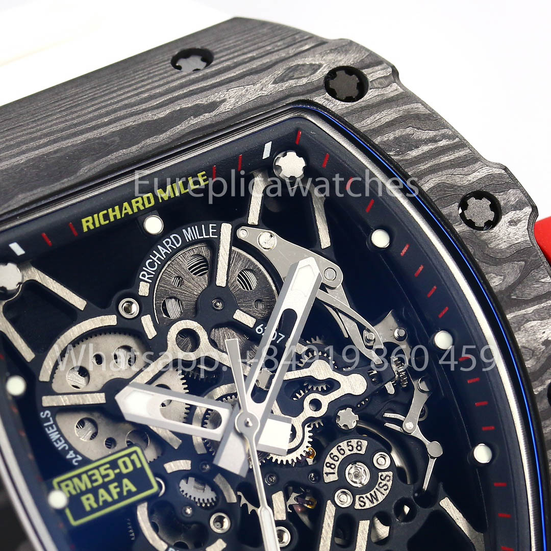 Richard Mille RM35-01 NTPT Carbonio 1:1 Best Clone BBR Fabbrica V2 Bianco Gomma cinturino