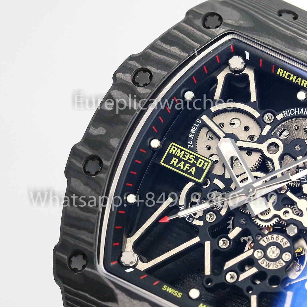 Richard Mille RM35-01 NTPT Carbonio 1:1 Best Clone BBR Fabbrica V2 Bianco Gomma cinturino