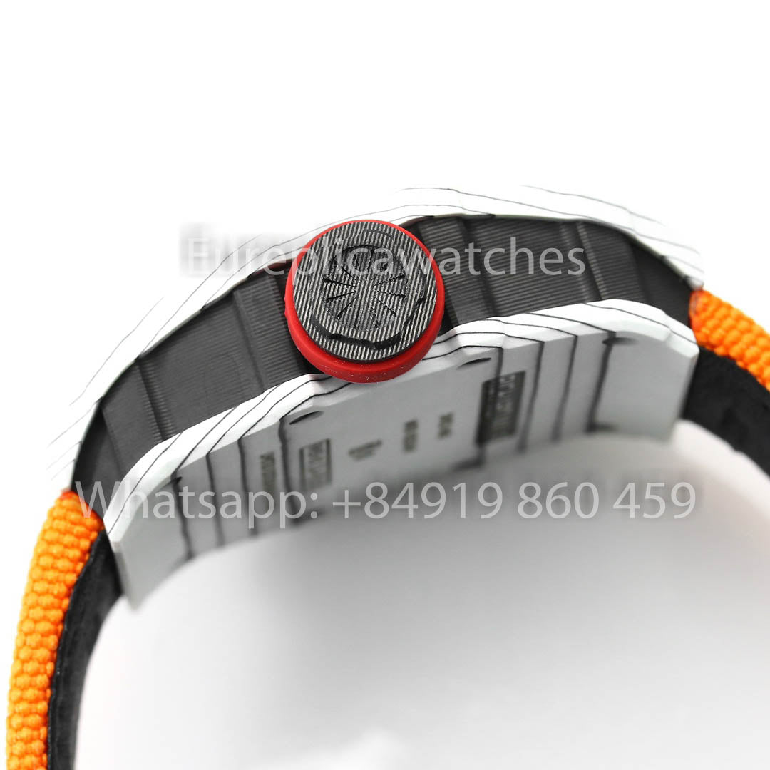 Richard Mille RM35-01 Bianco Carbonio 1:1 Best Clone BBR Fabbrica V2 Yellow Velcro cinturino