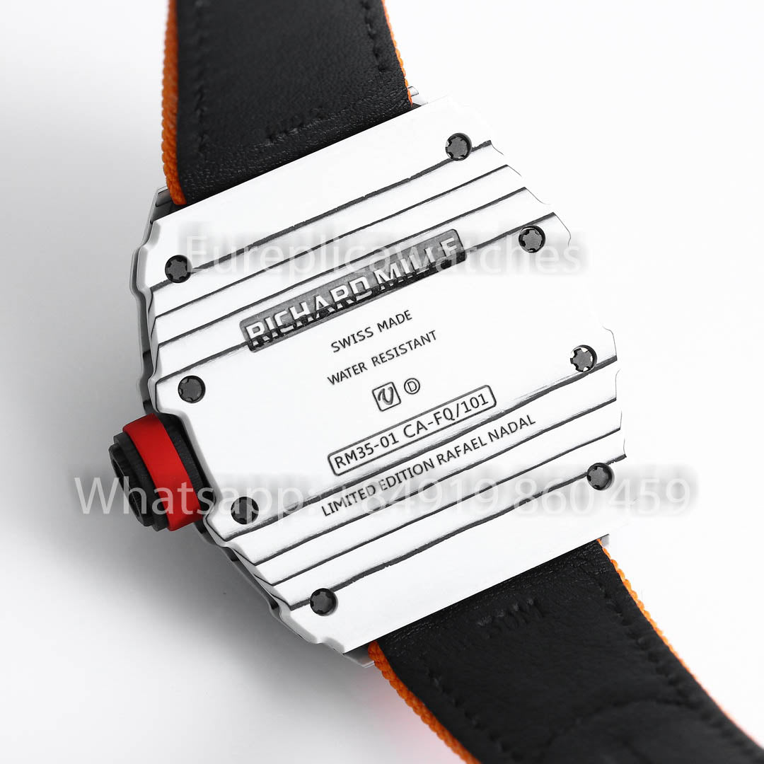 Richard Mille RM35-01 Bianco Carbonio 1:1 Best Clone BBR Fabbrica V2 Yellow Velcro cinturino