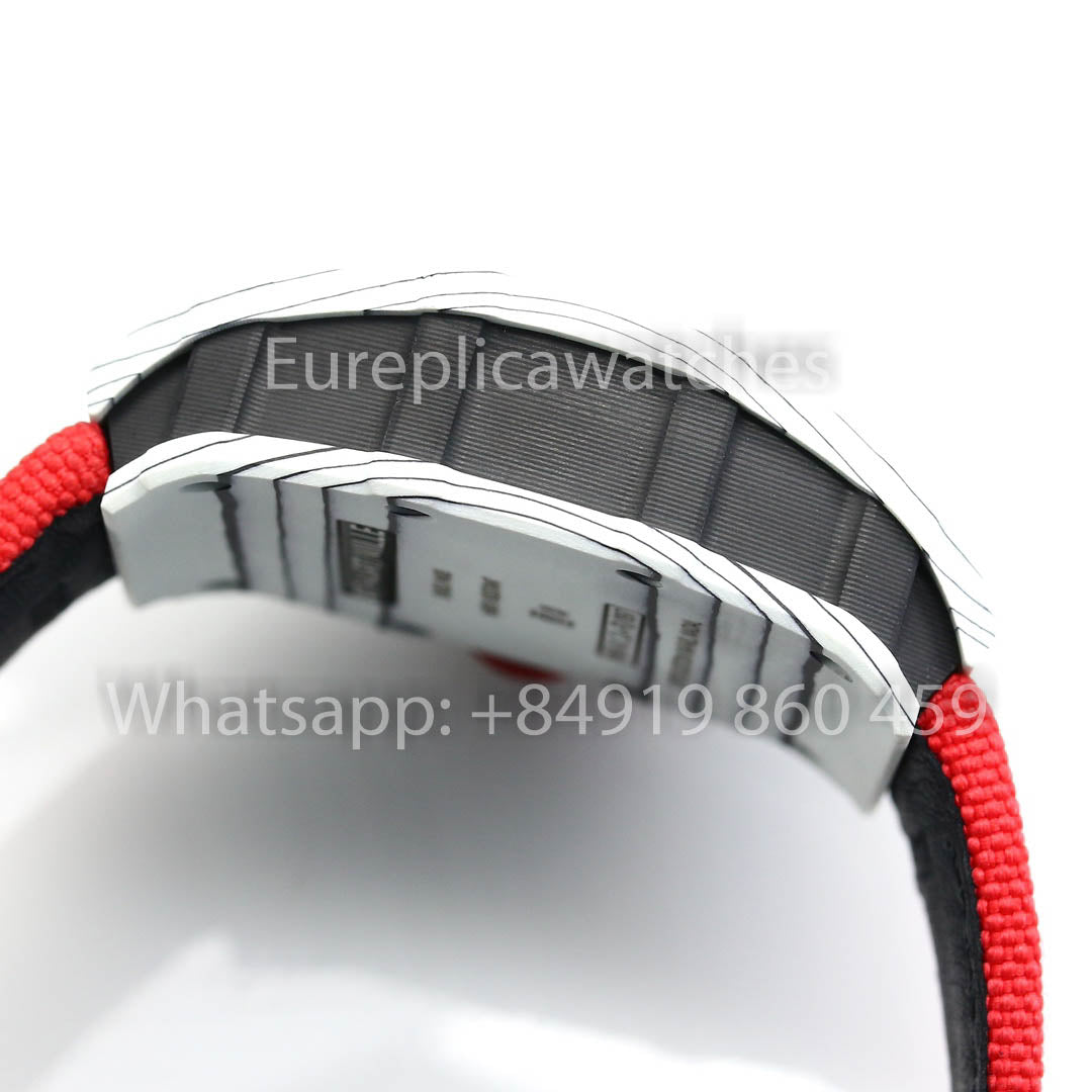 Richard Mille RM35-01 Bianco Carbonio 1:1 Mejor clon BBR Fabbrica V2 Rojo Velcro cinturino