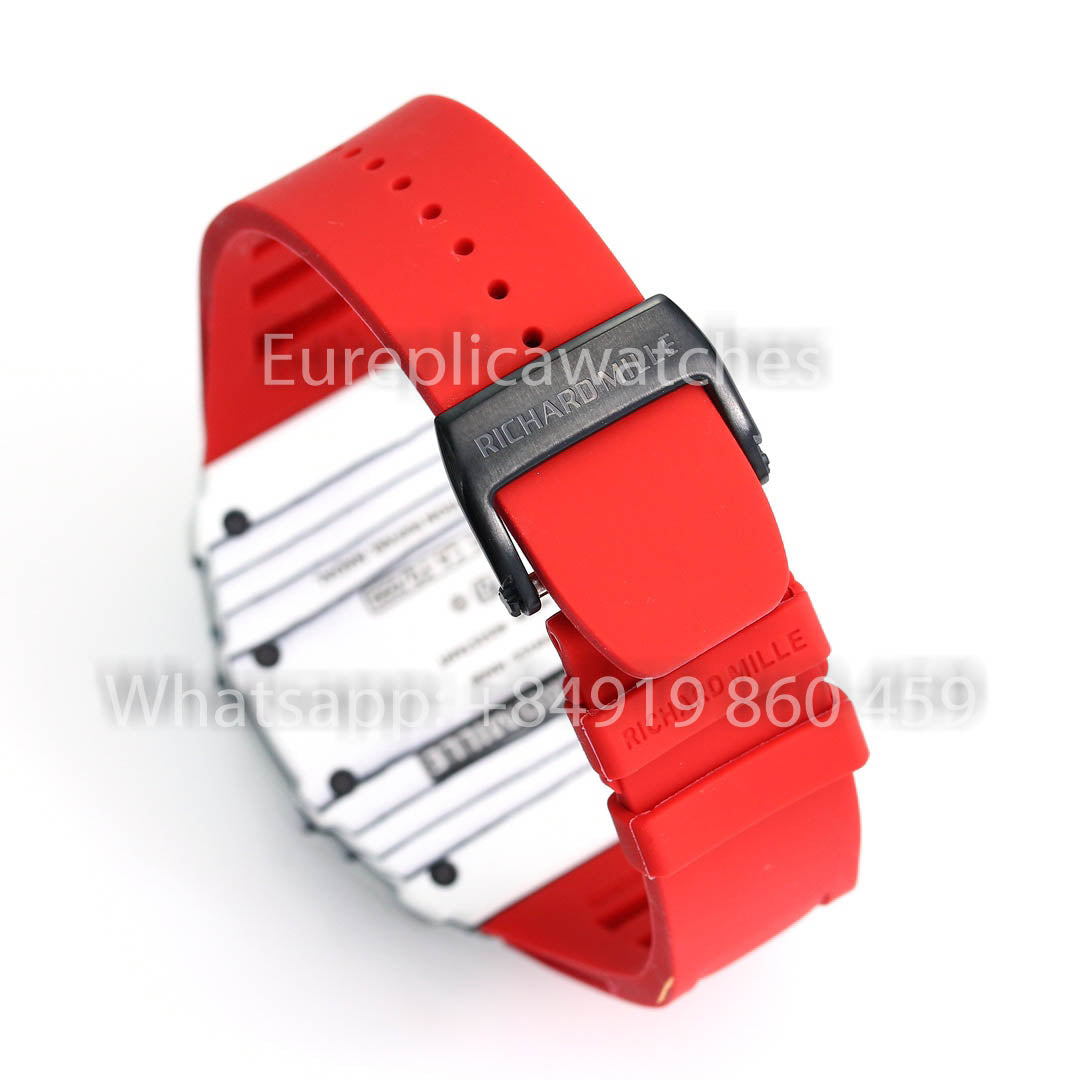 Richard Mille RM35-01 Bianco Carbonio 1:1 Best Clone BBR Fabbrica V2 Red Gomma cinturino