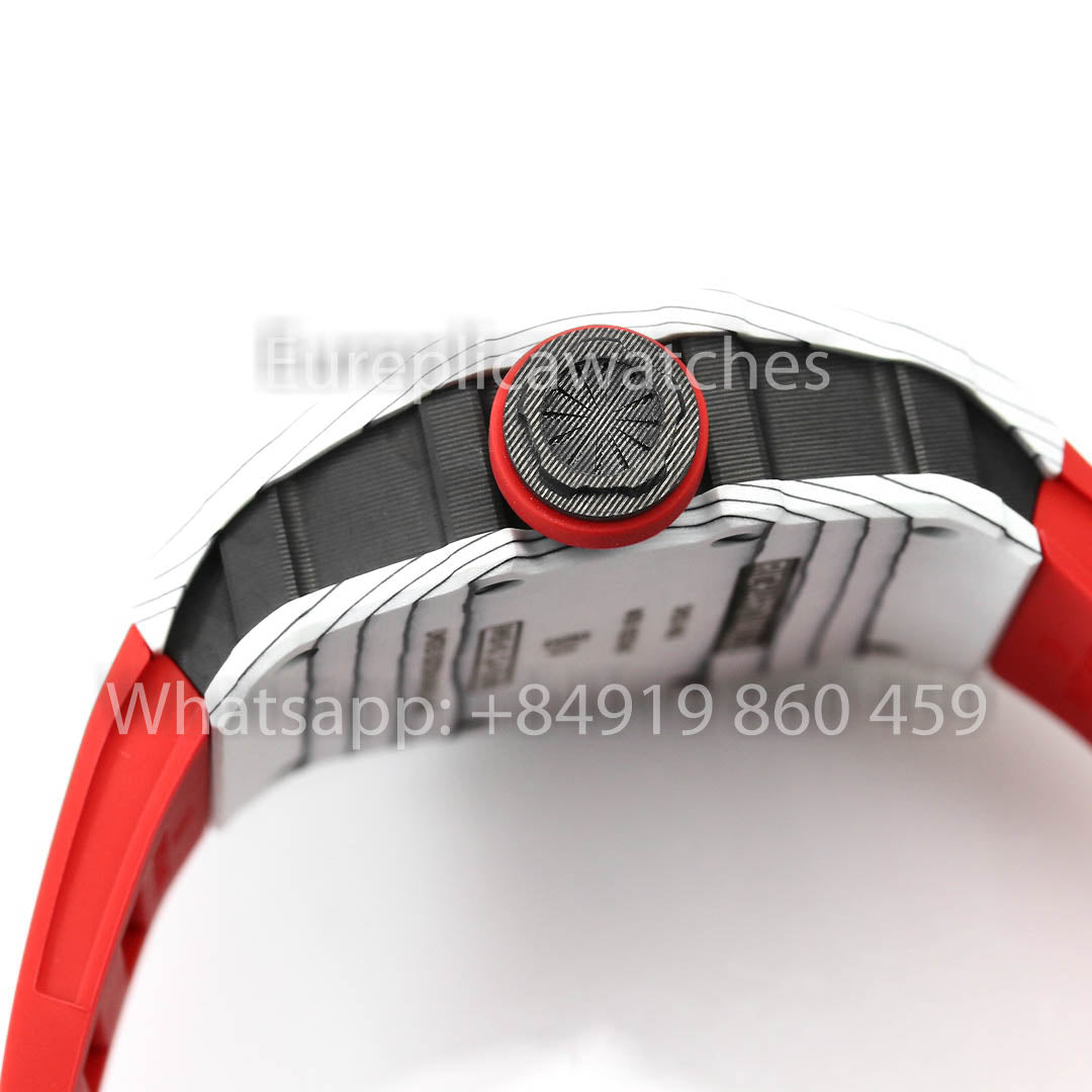 Richard Mille RM35-01 Bianco Carbonio 1:1 Best Clone BBR Fabbrica V2 Red Gomma cinturino