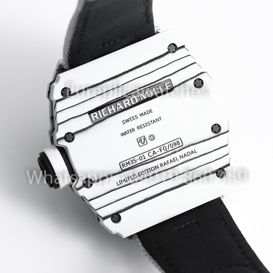 Richard Mille RM35-01 Bianco Carbonio 1:1 Best Clone BBR Fabbrica V2 Bianco Velcro cinturino