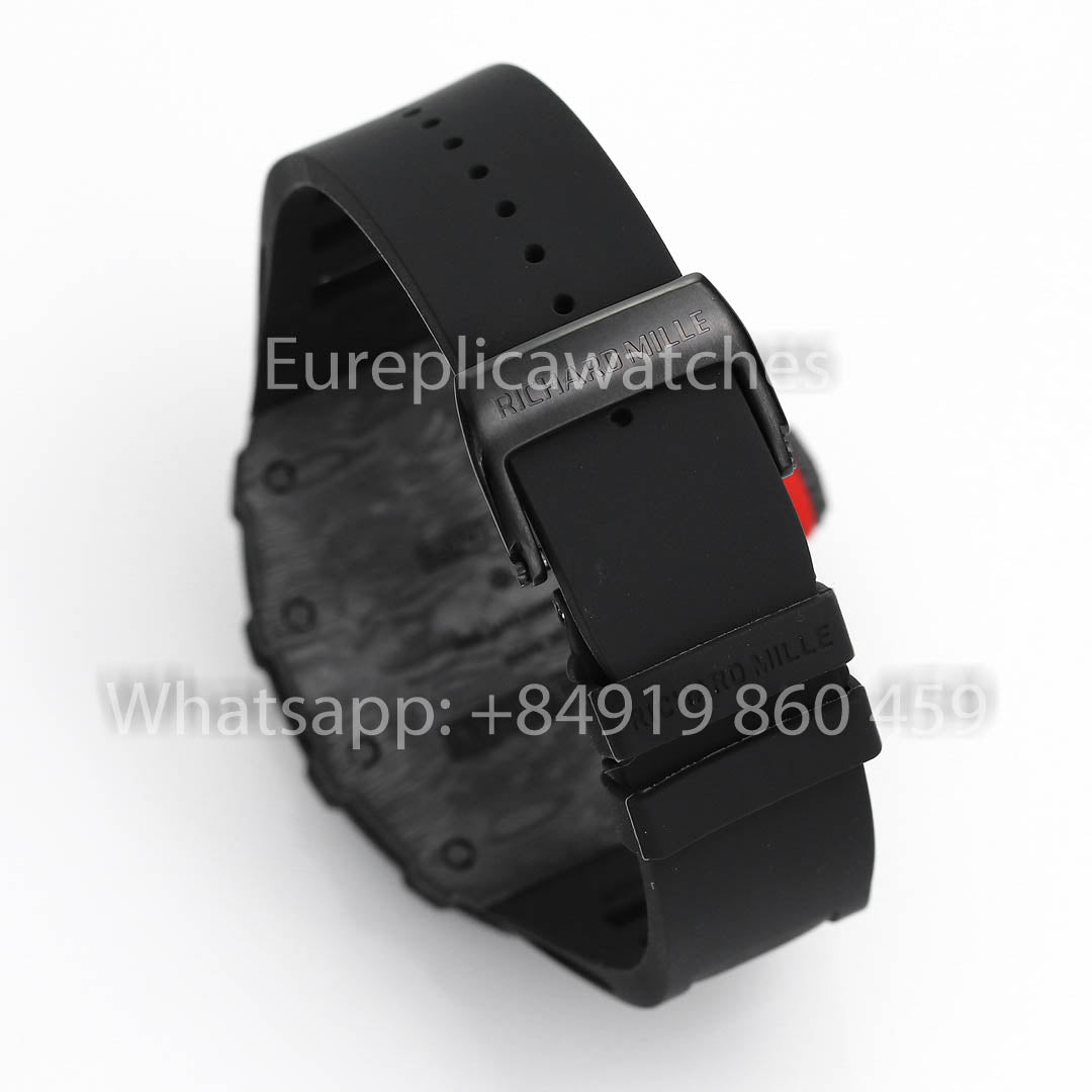 Richard Mille RM35-01 NTPT Carbonio Cassa 1:1 Best Clone BBR Fabbrica V2 Nero Gomma cinturino