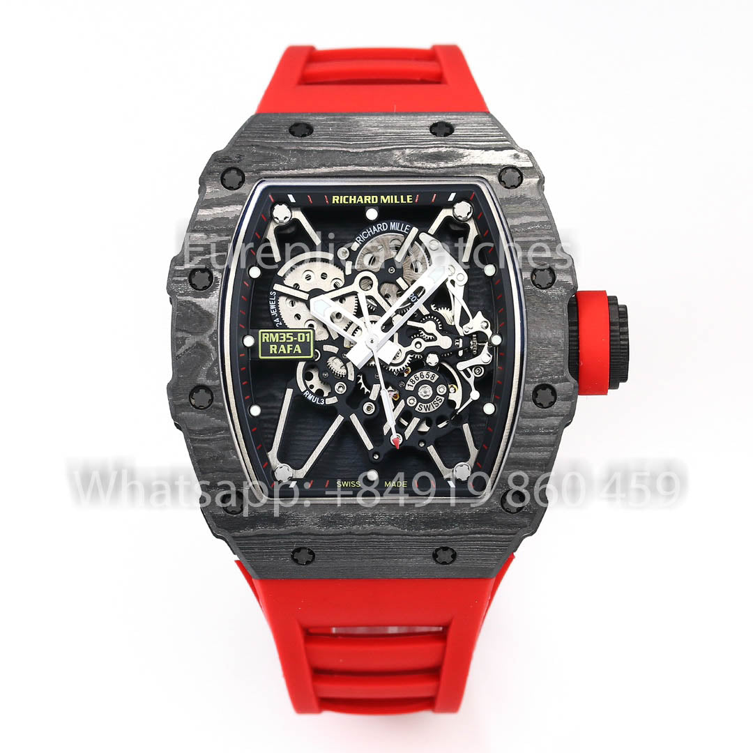 Richard Mille RM35-01 NTPT Carbonio 1:1 Best Clone BBR Fabbrica V2 Red Gomma cinturino