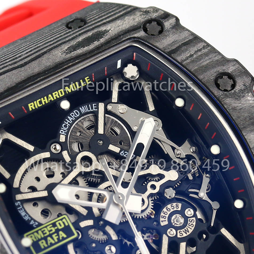 Richard Mille RM35-01 NTPT Carbonio 1:1 Best Clone BBR Fabbrica V2 Red Gomma cinturino