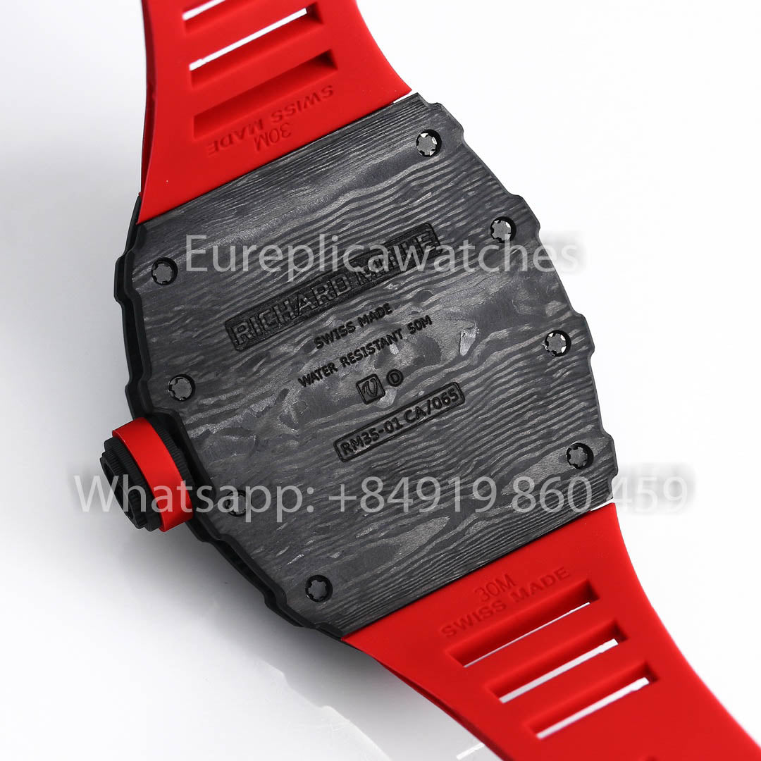 Richard Mille RM35-01 NTPT Carbonio 1:1 Best Clone BBR Fabbrica V2 Red Gomma cinturino