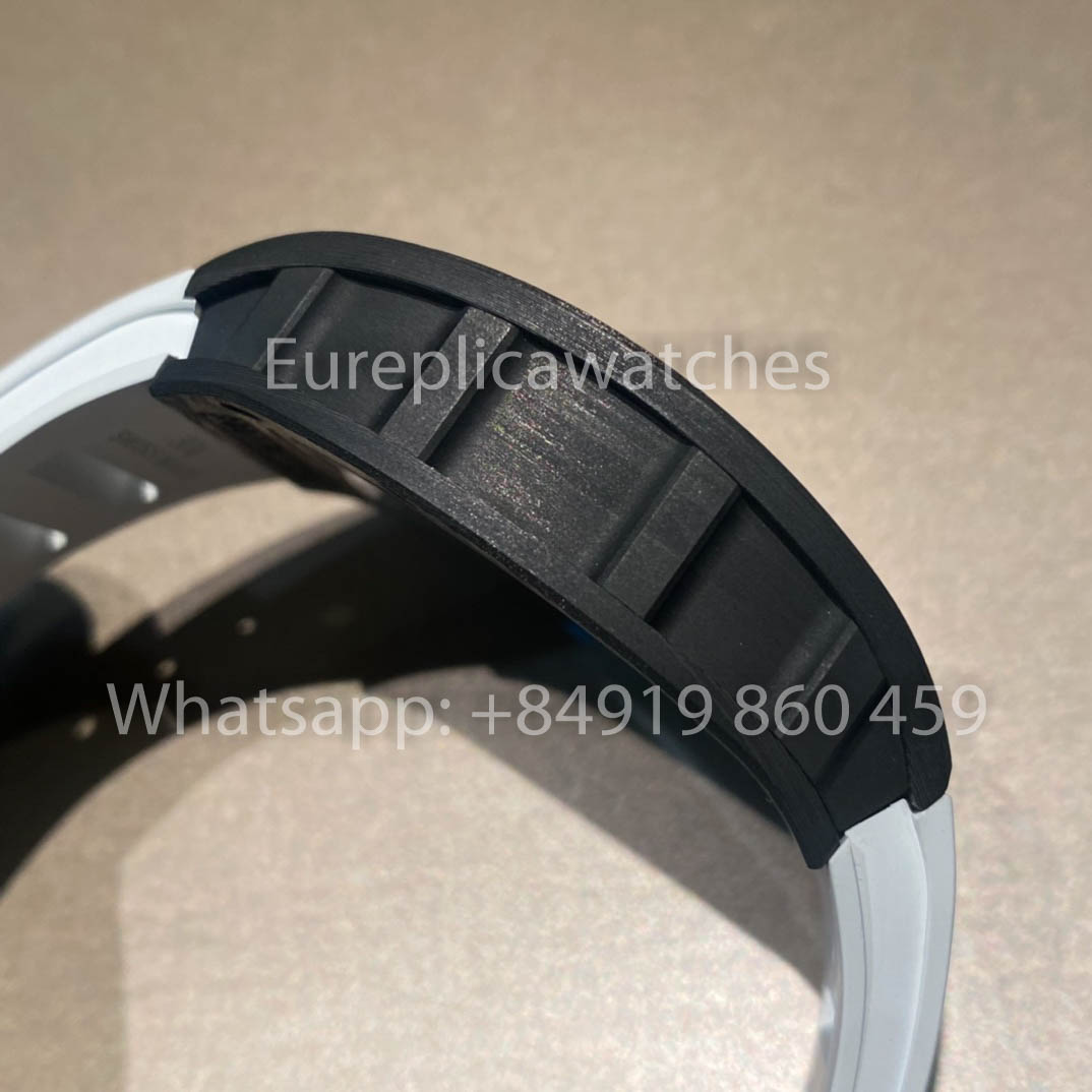 RICHARD MILLE RM055 fibra di carbonio Cassa 1:1 Best Clone APS Fabbrica quadrante blu Bianco cinturino