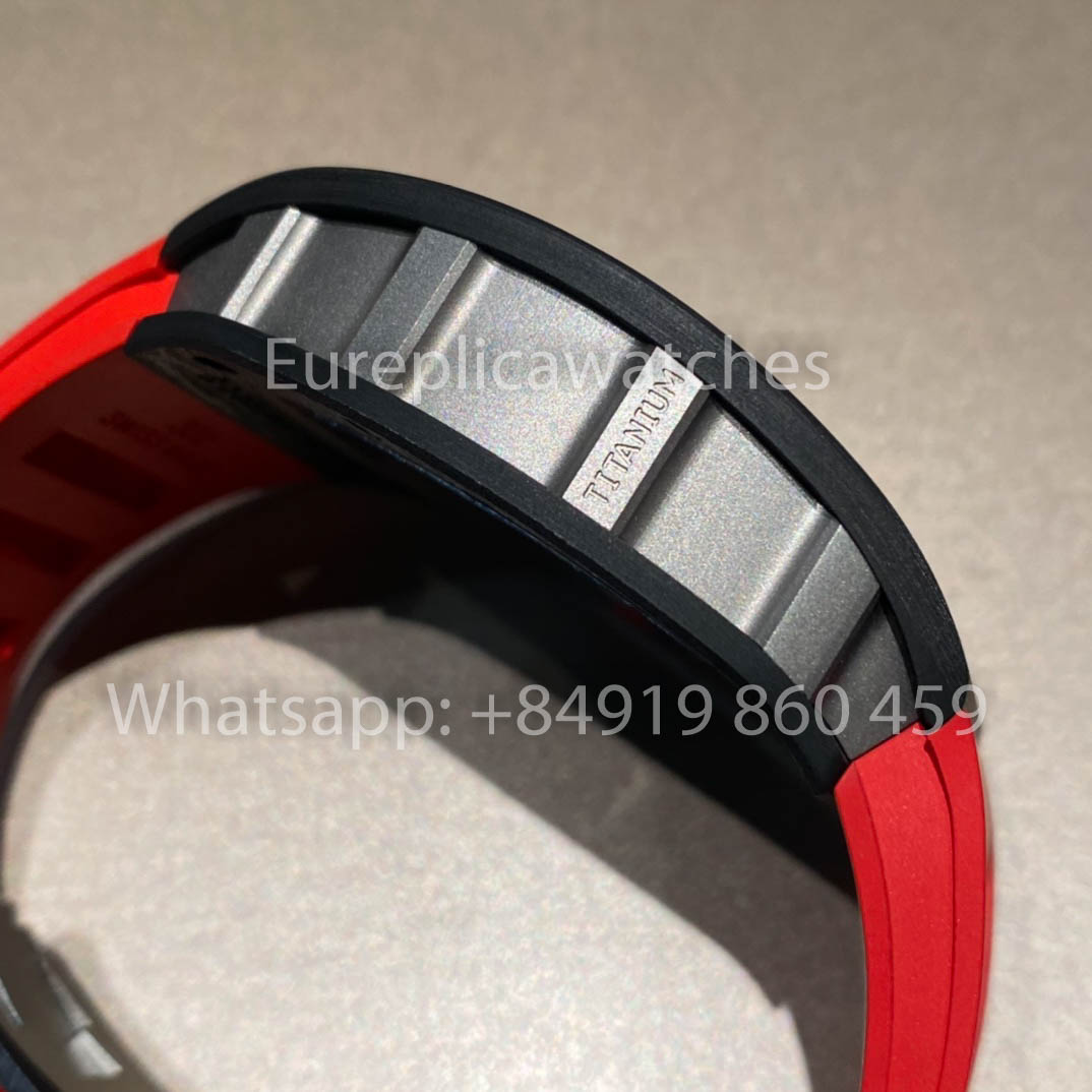 RICHARD MILLE RM055 fibra di carbonio Cassa 1:1 Best Clone APS Fabbrica Red Gomma cinturino