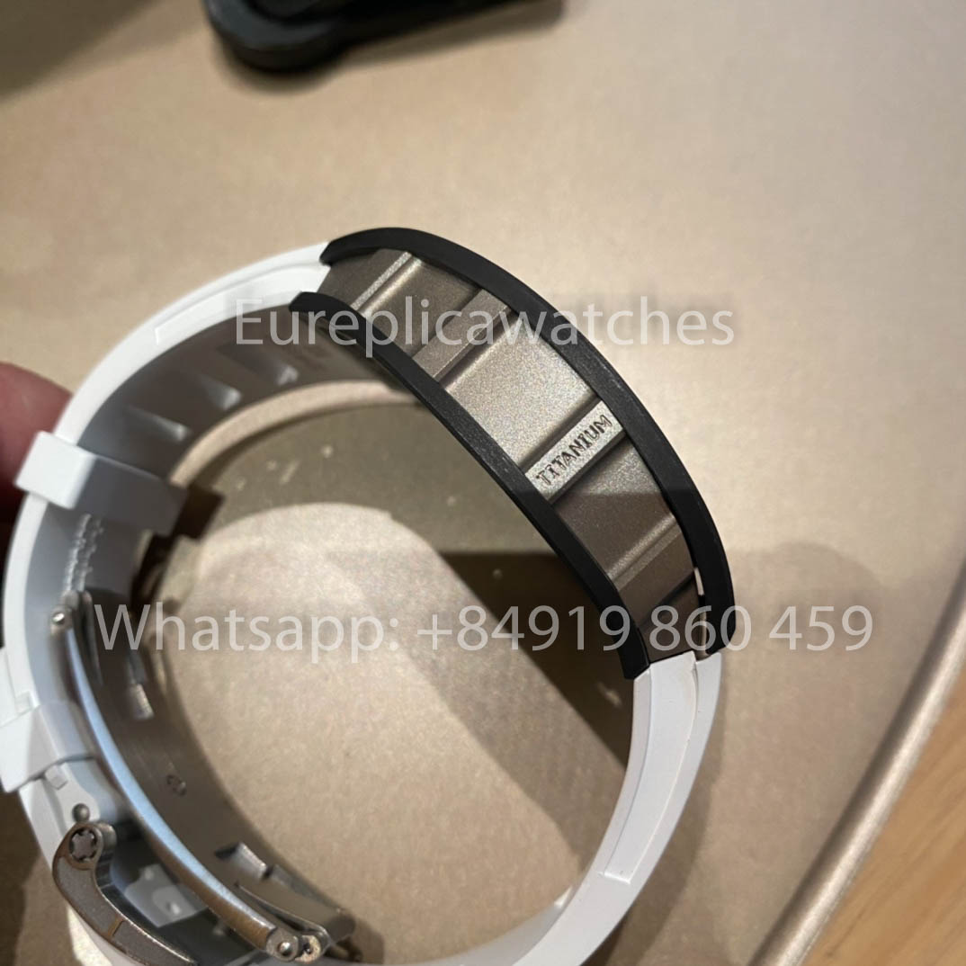 RICHARD MILLE  RM055  fibra di carbonio Cassa 1:1 Best Clone APS Fabbrica quadrante bianco Gomma cinturino