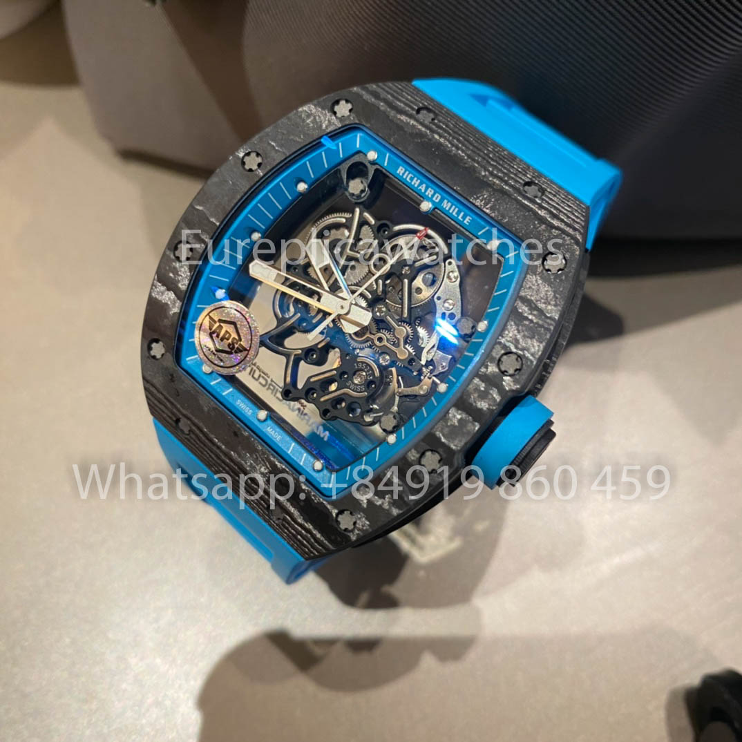 RICHARD MILLE RM055 fibra de carbono Cassa 1:1 Best Clone APS Fabbrica quadrante blu