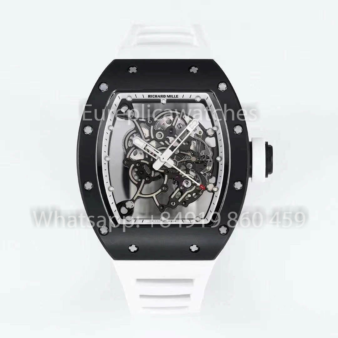 RICHARD MILLE RM055 ceramica Cassa 1:1 Best Clone APS Fabbrica Bianco cinturino