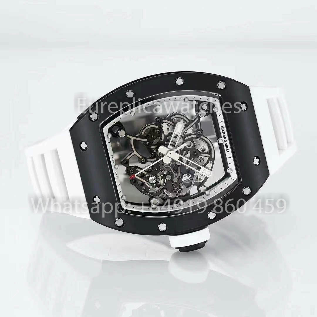 RICHARD MILLE RM055 ceramica Cassa 1:1 Best Clone APS Fabbrica Bianco cinturino