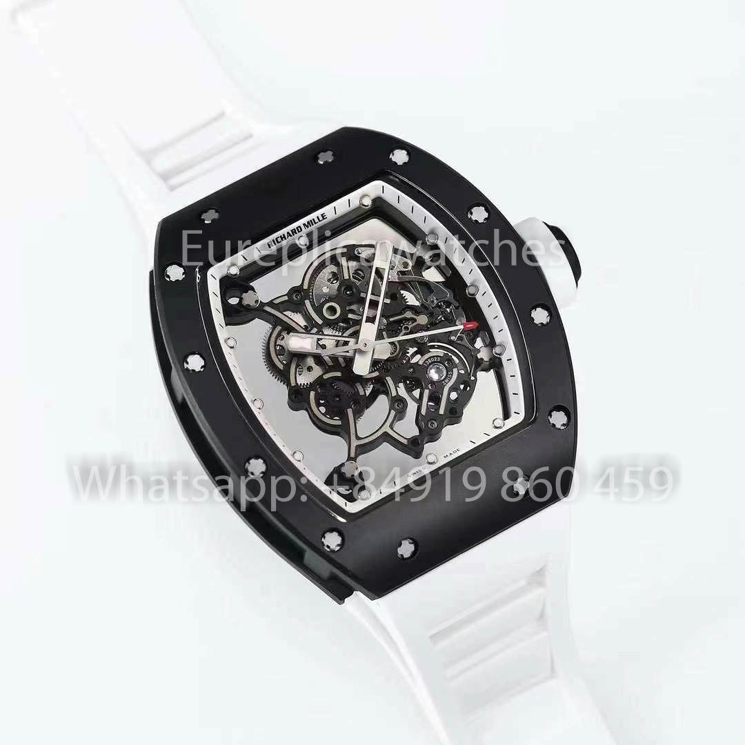 RICHARD MILLE RM055 ceramica Cassa 1:1 Best Clone APS Fabbrica Bianco cinturino