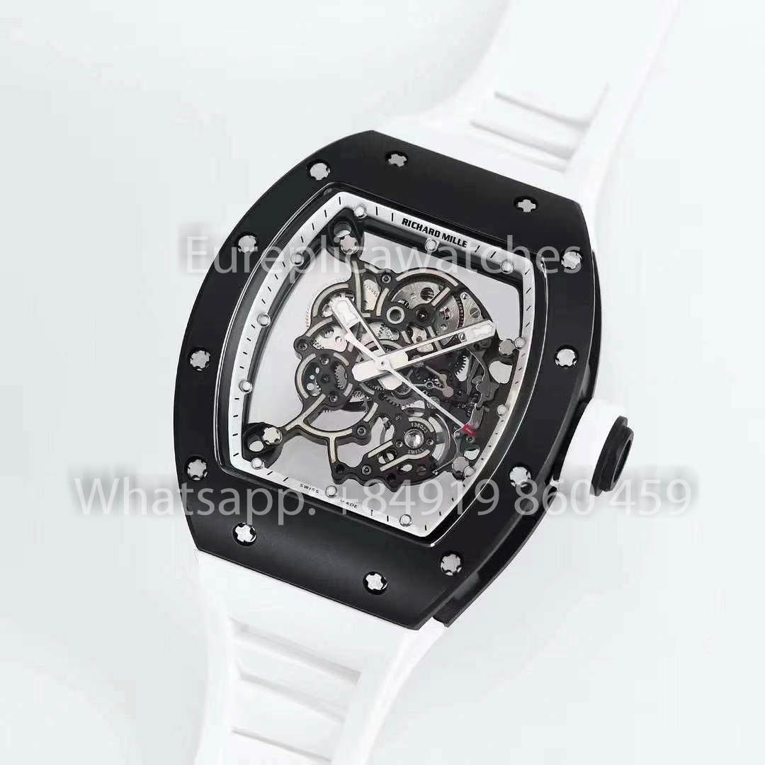 RICHARD MILLE RM055 ceramica Cassa 1:1 Best Clone APS Fabbrica Bianco cinturino