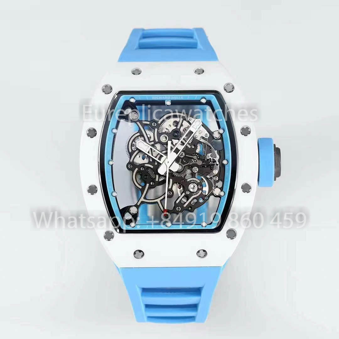 RICHARD MILLE RM055 Bianco ceramica Cassa 1:1 Best Clone APS Fabbrica quadrante blu