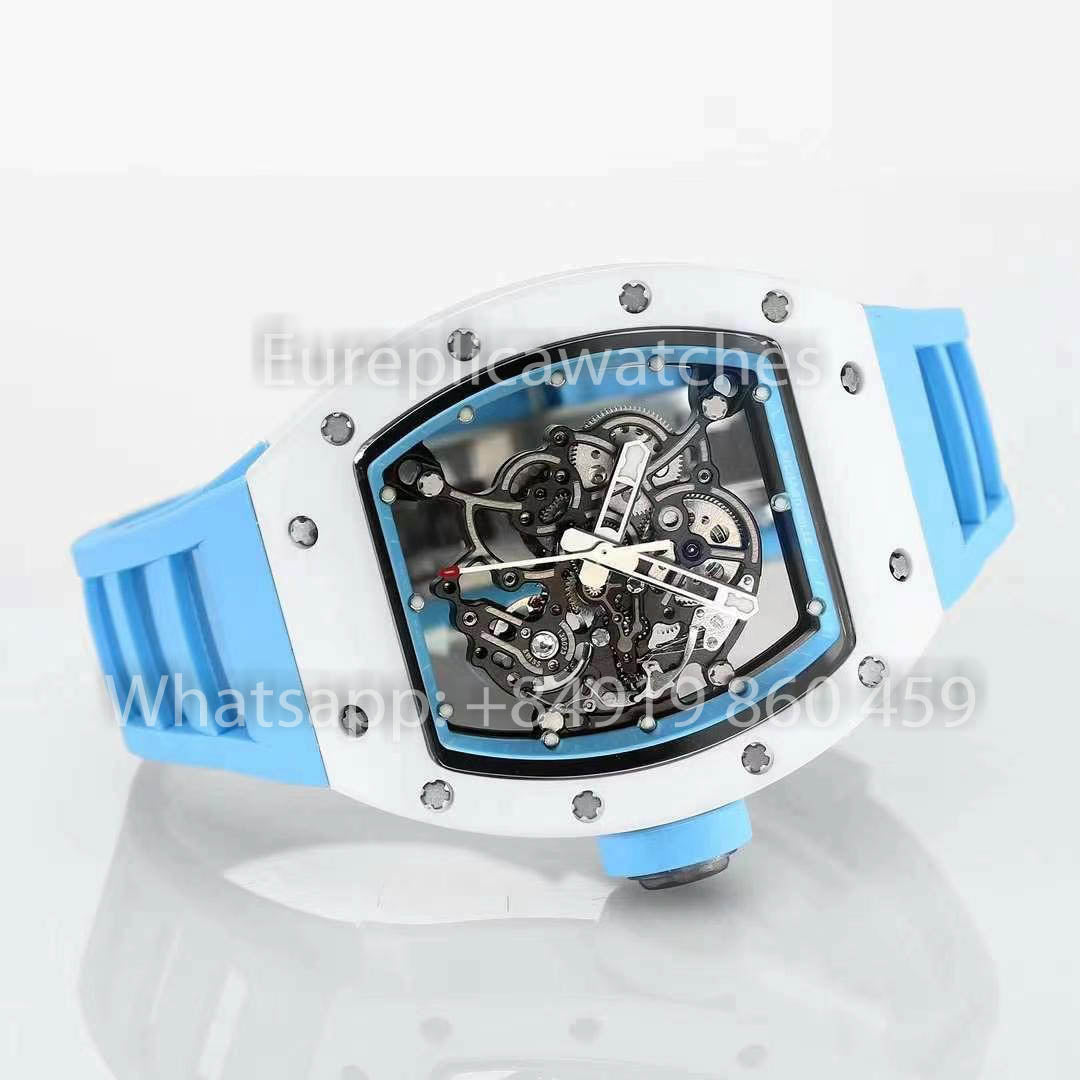 RICHARD MILLE RM055 Bianco ceramica Cassa 1:1 Best Clone APS Fabbrica quadrante blu